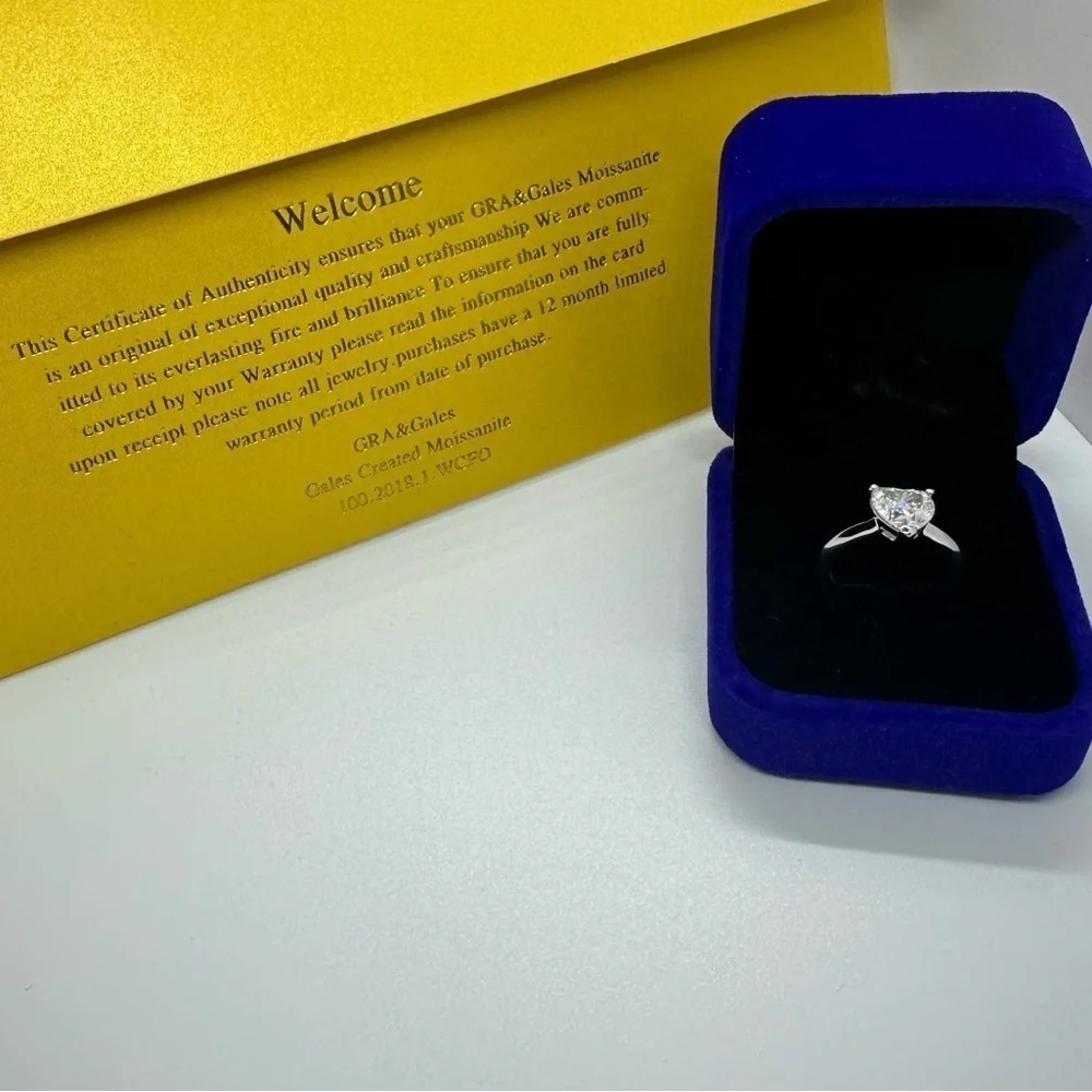 🅽🅴🆆 certified 2ct heart moissanite cruelty-free diamond ring, size 5